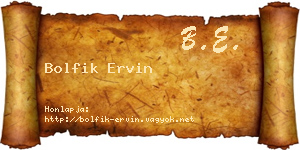 Bolfik Ervin névjegykártya